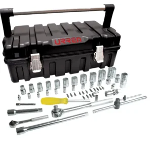 Juego de dados y accesorios cuadro de 1/4" y 1/2" en pulgadas, 51 piezas