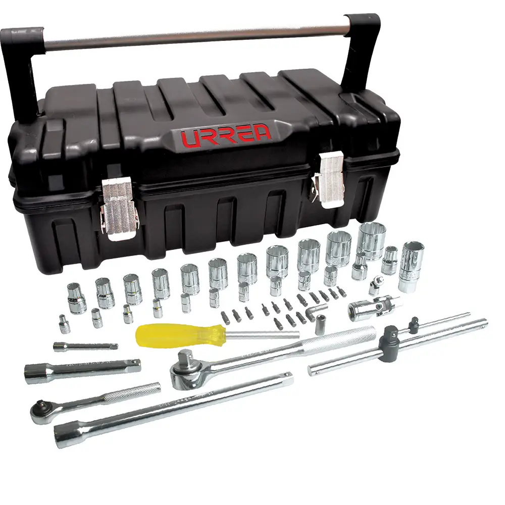 Juego de dados y accesorios cuadro de 1/4" y 1/2" en pulgadas, 51 piezas