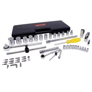 Juego de dados y accesorios cuadro de 1/4" y 1/2" métrico, 50 piezas