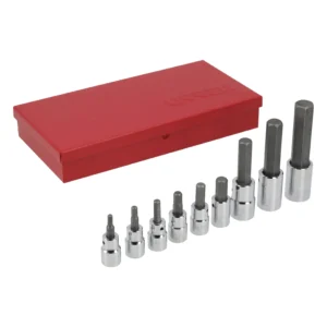 Juego de dados con punta hexagonal métricos cuadro de 3/8" y 1/2", 10 piezas