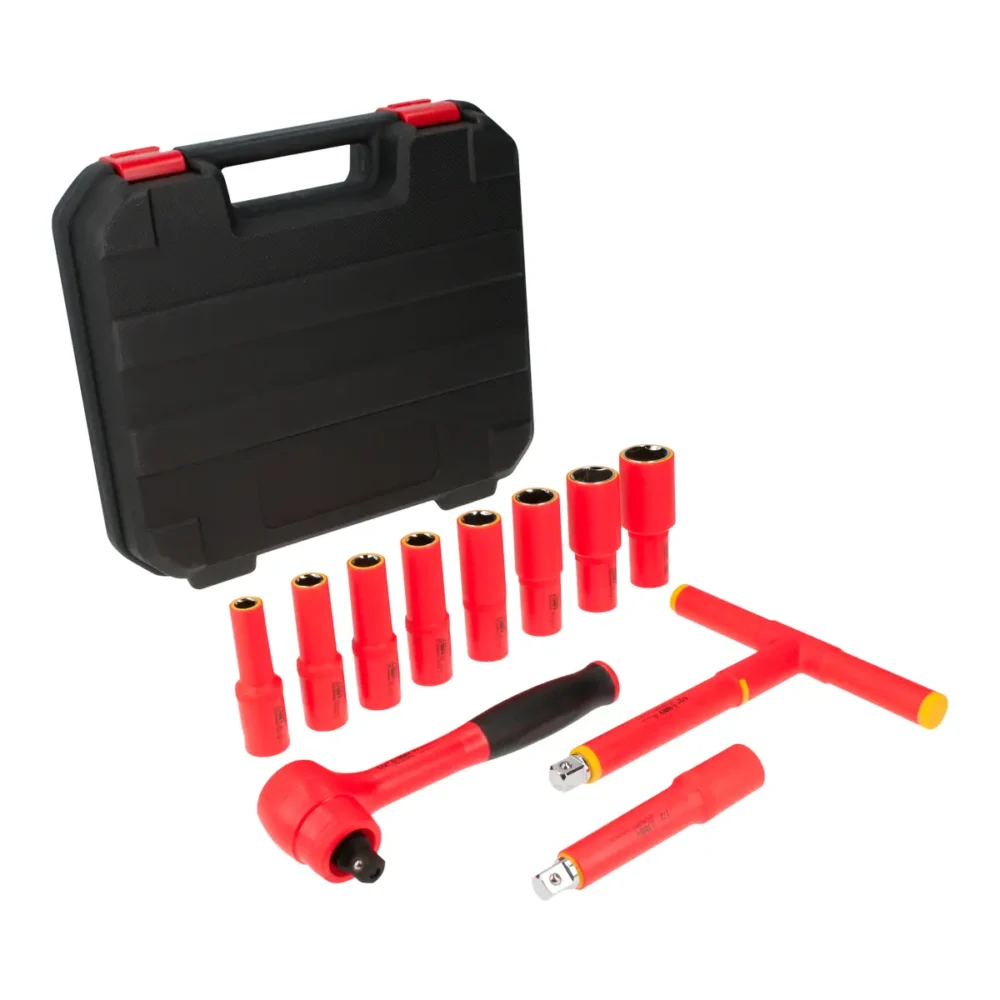 Juego de dados y accesorios cuadro de 1/2" en pulgadas para 1000 V, 11 piezas