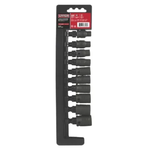 Juego de dados de impacto cuadro de 1/4", 6 puntas, en pulgadas, 10 piezas