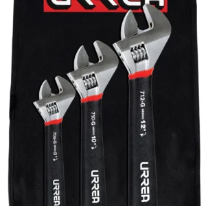 Juego de llaves ajustables cromadas con mango Rubber Grip, 3 piezas en estuche