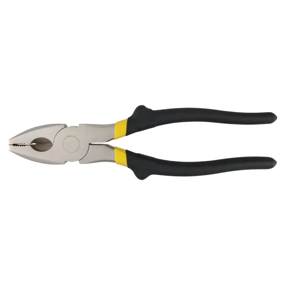 Pinza para electricista con mango rubber grip nariz cuadrada corte lateral de 8"