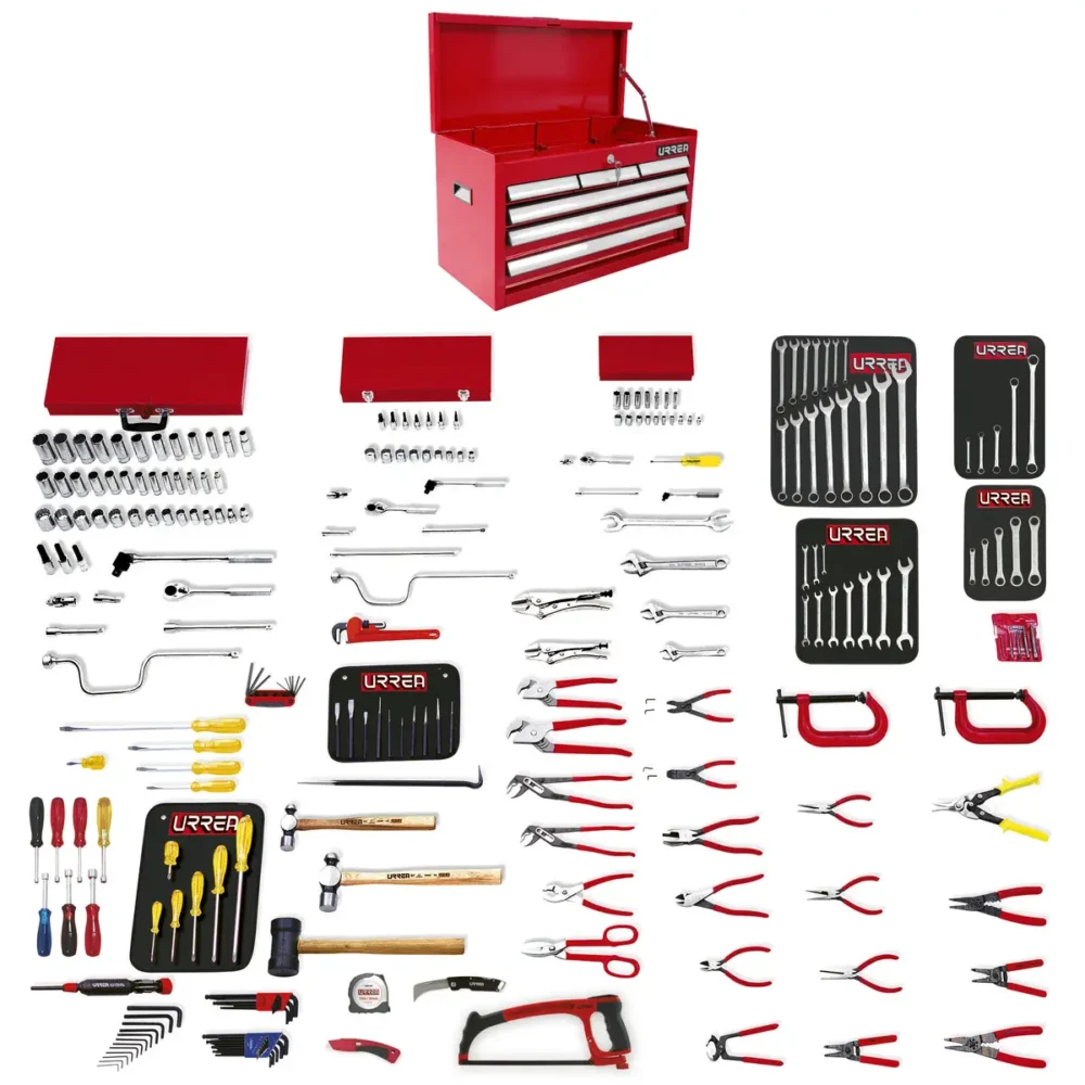 Juego intermedio industrial en pulgadas 215 piezas, con gabinete EX27S6