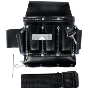 Portaherramientas de piel tipo vaqueta, 10 bolsillos