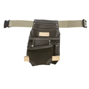 Portaherramientas de piel con cinturón, 10 bolsillos