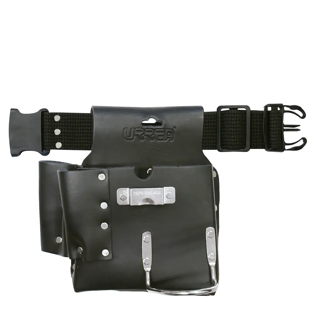 Portaherramientas de piel tipo vaqueta, 6 bolsillos