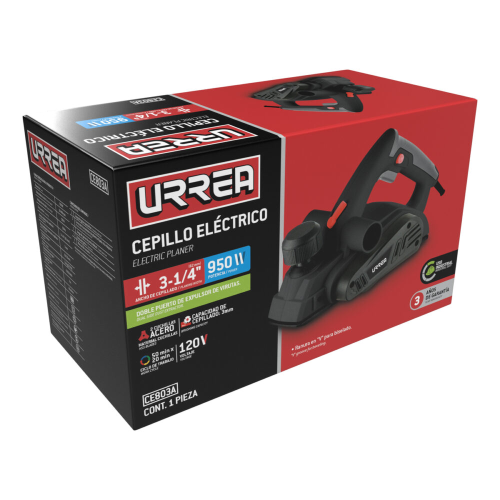 Cepillo eléctrico con perilla de ajuste de profundidad de 0 a 3 mm, 3-1/4", 950 W