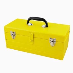 Caja portaherramientas metálica color amarillo con charola 19" x 7" x 6"