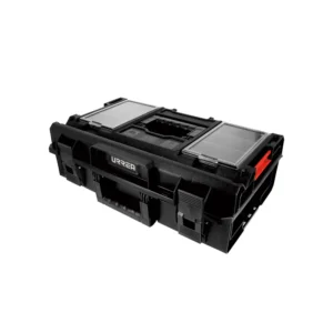 Caja portaherramientas plástica modular con compartimentos color negro 23" x 15" x 7"
