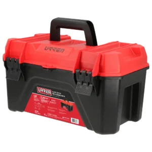 Caja porta hta plástica con broches plásticos y charola ngo tapa rja 19"x10"