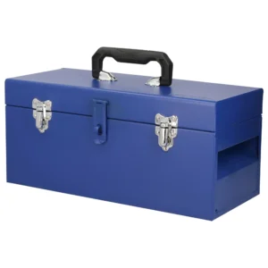 Caja portaherramientas metálica con asa plástica color azul 16" x 7" x 7"