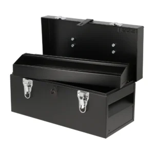 Caja portaherramientas metálica con asa metálica color negro 16" x 7" x 7"