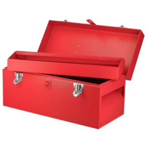 Caja portaherramientas metálica con asa plástica color rojo 16" x 7" x 7"