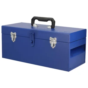 Caja portaherramientas metálica con asa plástica color azul 17" x 7" x 7"