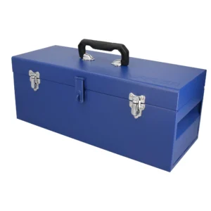 Caja portaherramientas metálica con asa plástica color azul 20" x 7" x 7"