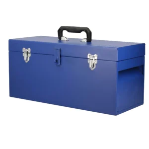 Caja portaherramientas metálica con asa plástica color azul 20" x 8" x 9"