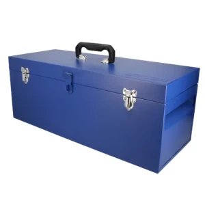 Caja portaherramientas metálica con asa plástica color azul 24" x 9" x 9"
