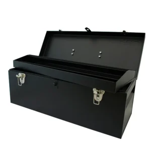Caja portaherramientas metálica con asa metálica color negro 24" x 9" x 9"