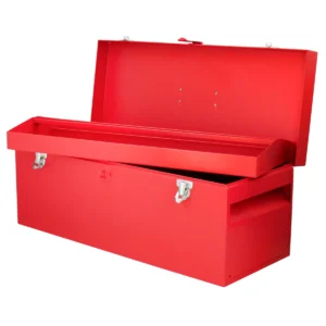 Caja portaherramientas metálica con asa plástica color rojo 24" x 9" x 9"