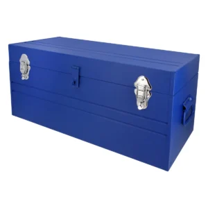 Caja portaherramientas metálica con asa plástica color azul 23" x 10" x 11"