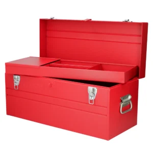 Caja portaherramientas metálica con asa plástica color rojo 23" x 10" x 11"