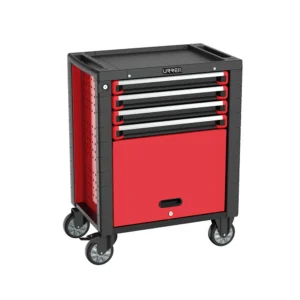 Gabinete móvil 4 gavetas color rojo y negro serie HD 28"