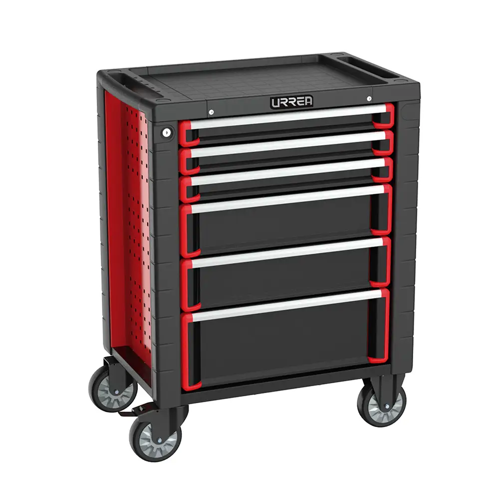 Gabinete móvil 6 gavetas color rojo y negro serie HD 28"