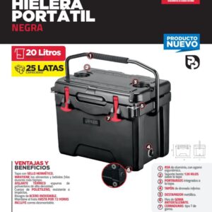 hielera portátil negra de 20L