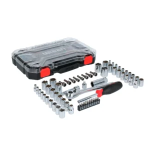 Juego de dados y accesorios cuadro de 1/4" y 3/8" combinado, 63 piezas