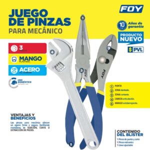 Juego de pinzas para mecánico 3Pz