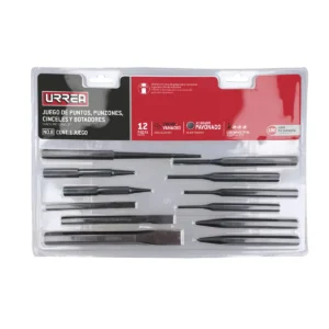 Juego de punzones, puntos, cinceles y botadores, 12 piezas