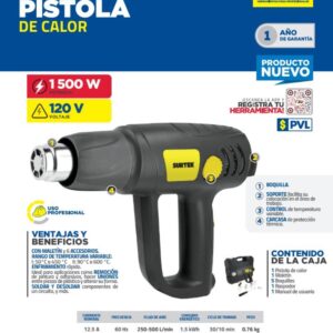 Pistola de calor enfriamiento rápido 1500 W, 90° C a 600°C 120 V