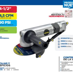 Esmeriladora neumática angular para discos con diámetro de 4-1/2" 10,000RPM