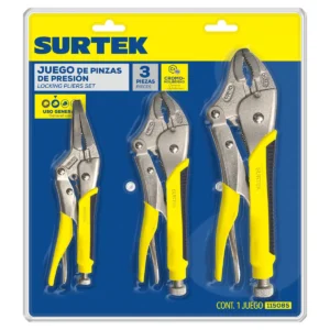 Juego de pinzas de presión con mango bimaterial, 3 piezas