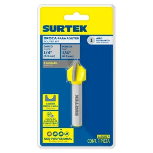 Broca para router de acero demedia caña 1/4" zanco de 1/4"