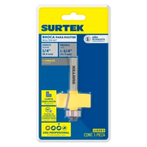 Broca para router de acero rebajadora con balero 1-1/4" zanco de 1/4"