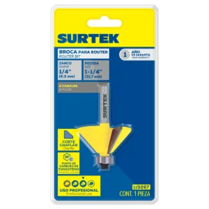 Broca para router de acero chaflán con balero 1-1/4" zanco de 1/4"