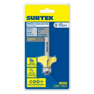 Broca para router de acero redondeadora con balero 1" zanco de 1/4"