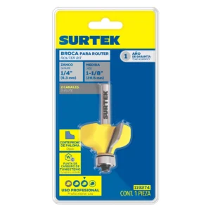 Broca para router de acero pecho de paloma con balero 1-1/8" zanco de 1/4"