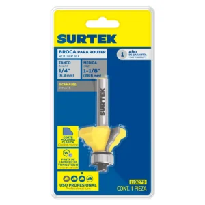Broca para router de acero moldura clásica con balero 1-1/8" zanco de 1/4"