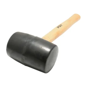 Mazo con cabeza de hule negro con mango de madera 11", 16 oz