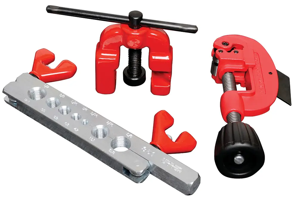 Juego de avellanador, cortatubos y prensa ajustable de 3/16" a 5/8", 3 piezas