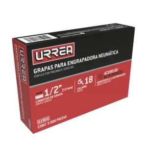 Grapas para engrapadora neumática calibre 18, corona 1/4", largo 1/2"