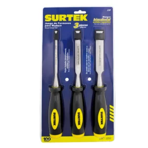 Juego de formones para madera con mango bimaterial, 3 piezas