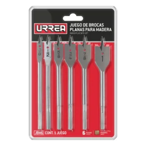 Juego de brocas para madera de acero al carbono tipo manita, 6 piezas
