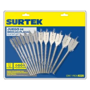 Juego de brocas para madera de acero al carbono tipo manita zanco hexagonal, 13 piezas