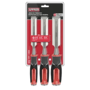 Juego de formones para madera con mango bimaterial, 3 piezas