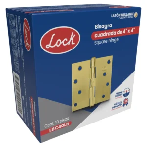 Bisagra cuadrada perno suelto de acero latón brillante 4" x 4"